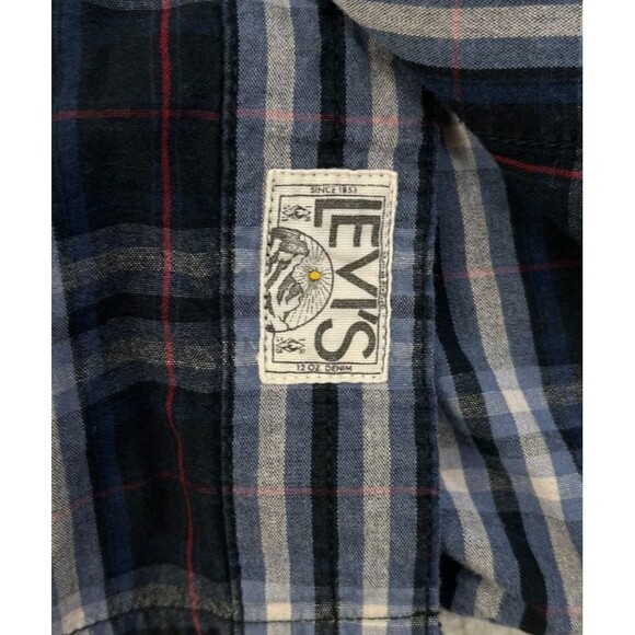 Levis Pearl Snap Shirt Men's Large Blue Plaid Long Sleeve Western Modern Fit - Picture 5 of 8